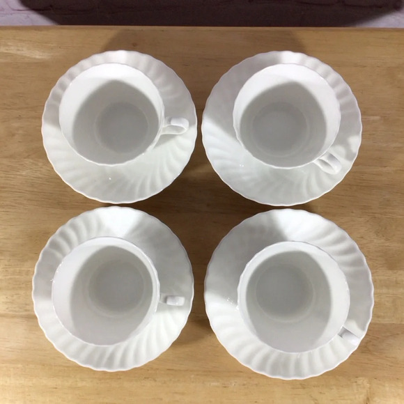 Vintage Minton White Fife Cup and Saucer - Set of 4 - Picture 6 of 10